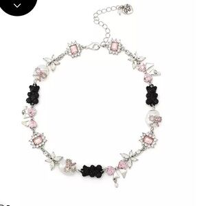 Betsey Johnson Faux Stone Teddy Bead Charm Collar Necklace